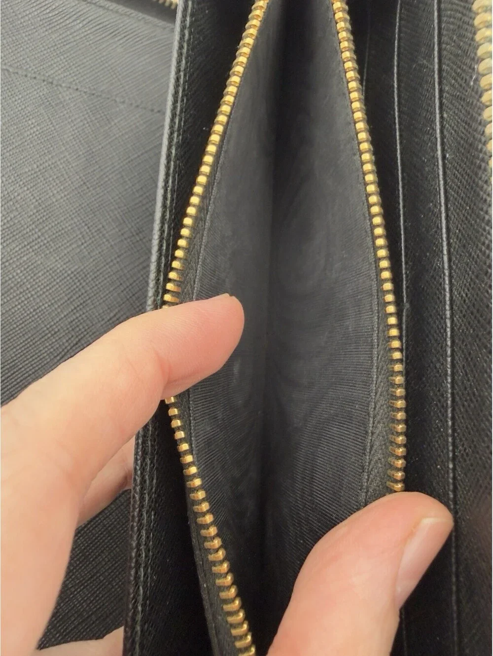 Authentic PRADA Black Saffiano Leather Zip Around Travel Organizer Long Wallet